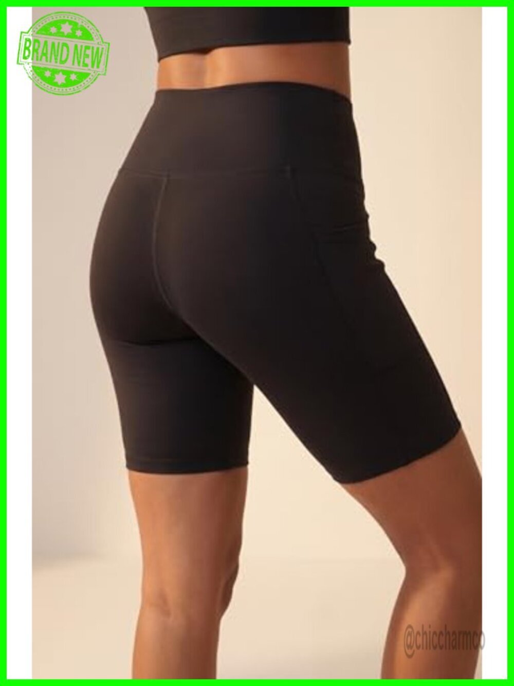 Mid Rise Compression Bike Shorts with Pockets - Picture 3 of 5
